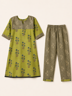 GREEN COTTON KURTA WITH PANT FOR CASUAL OUTING