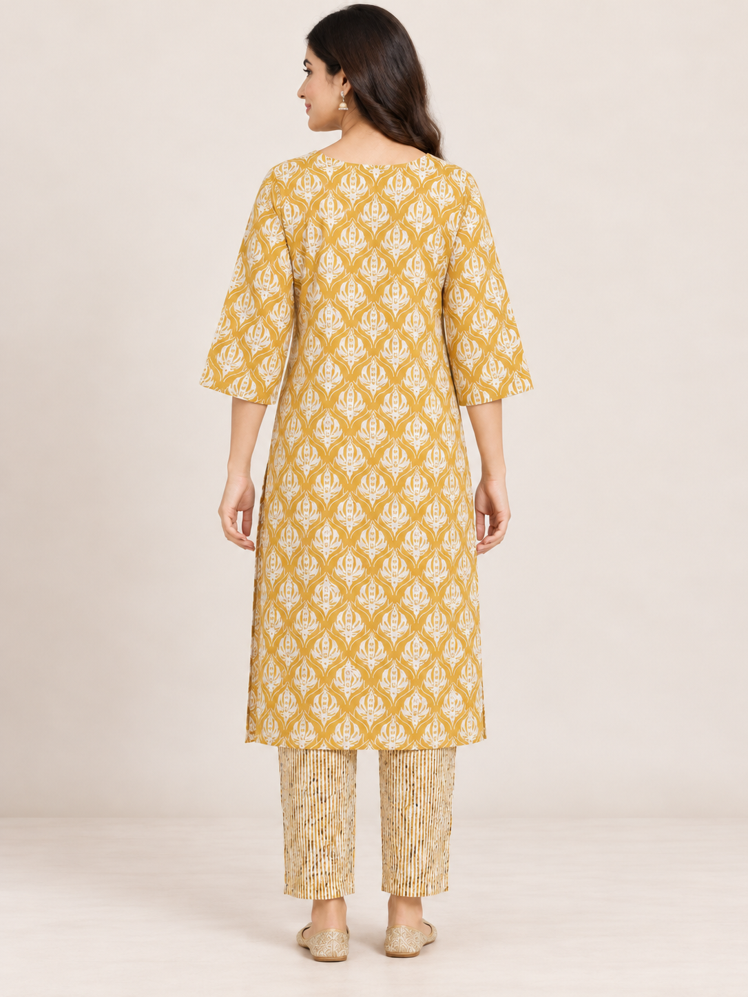 YELLOW COTTON KURTA WITH PANT FOR CASUAL WEAR