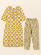 YELLOW COTTON KURTA WITH PANT FOR CASUAL WEAR