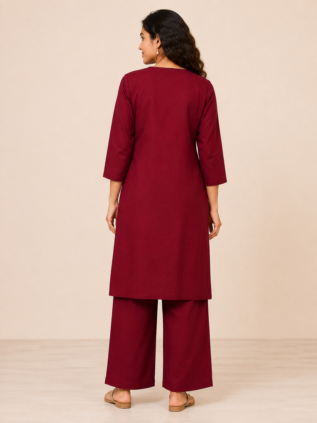 RED COTTON KURTA WITH PANT FOR DAY OUT