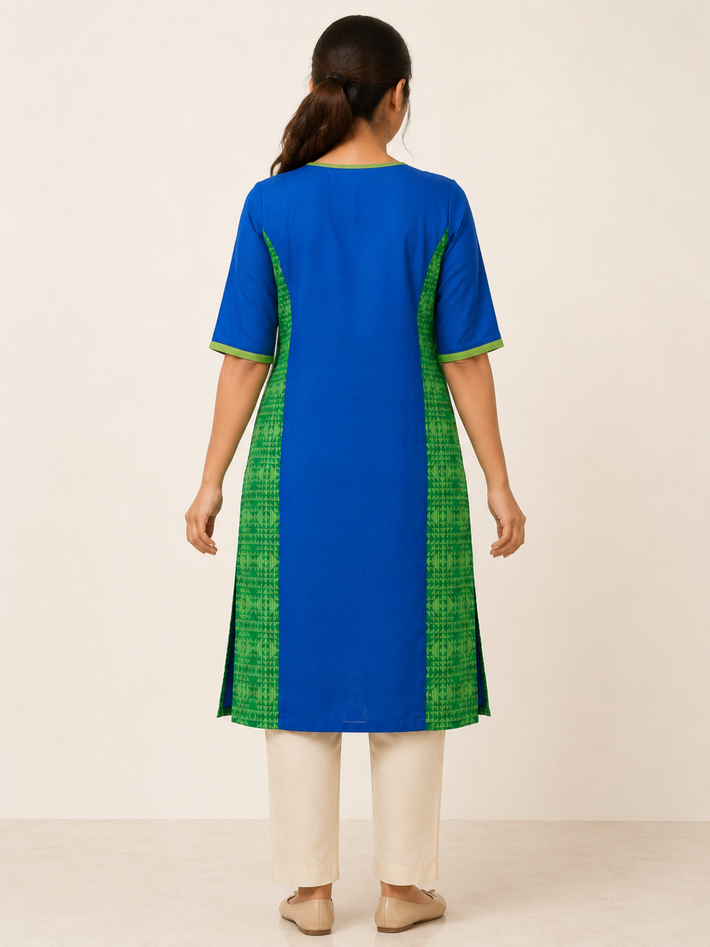 BLUE COTTON STRAIGHT LINE KURTA FOR OFFICE WEAR