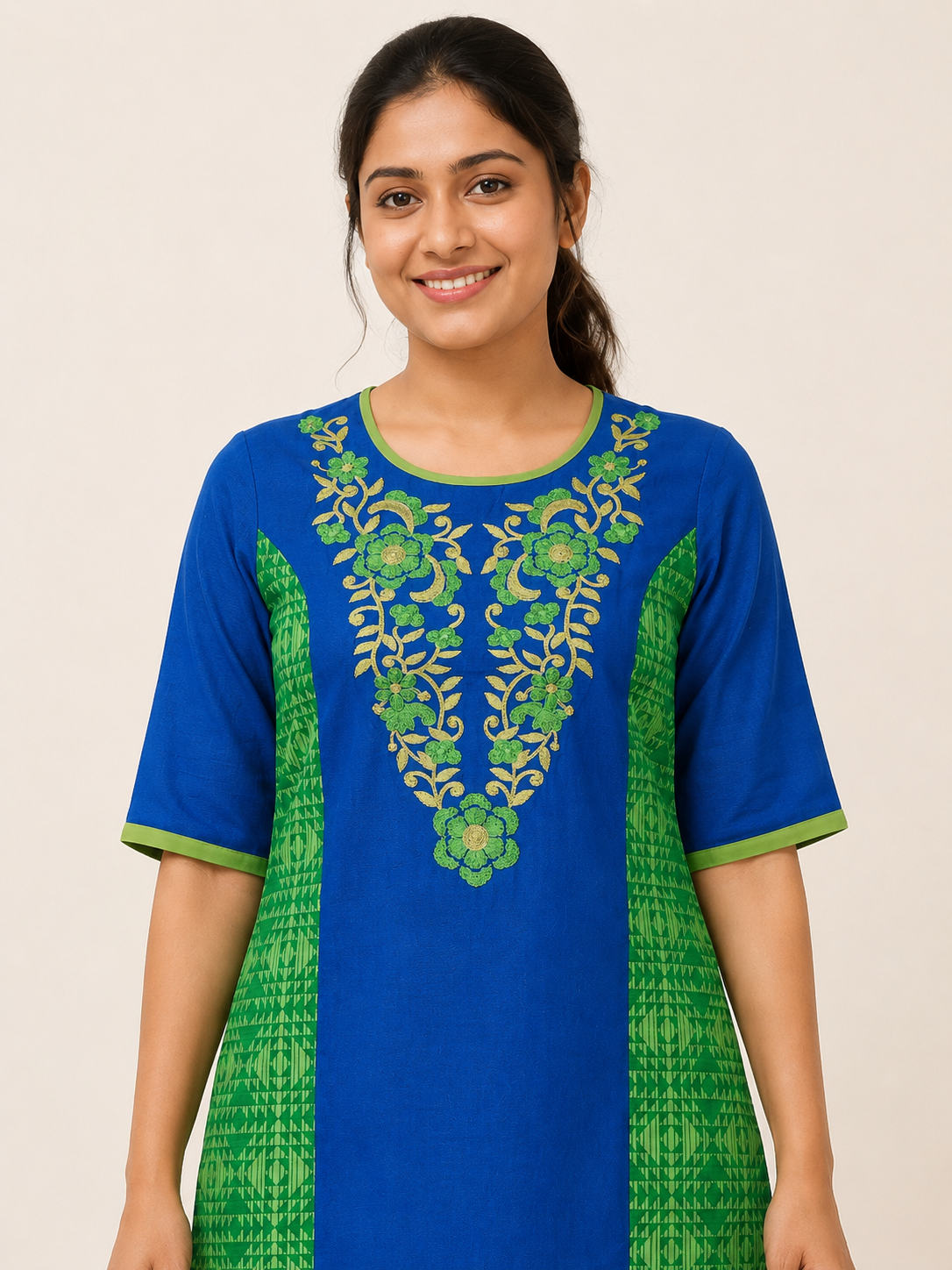BLUE COTTON STRAIGHT LINE KURTA FOR OFFICE WEAR