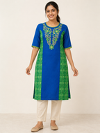 BLUE COTTON STRAIGHT LINE KURTA FOR OFFICE WEAR