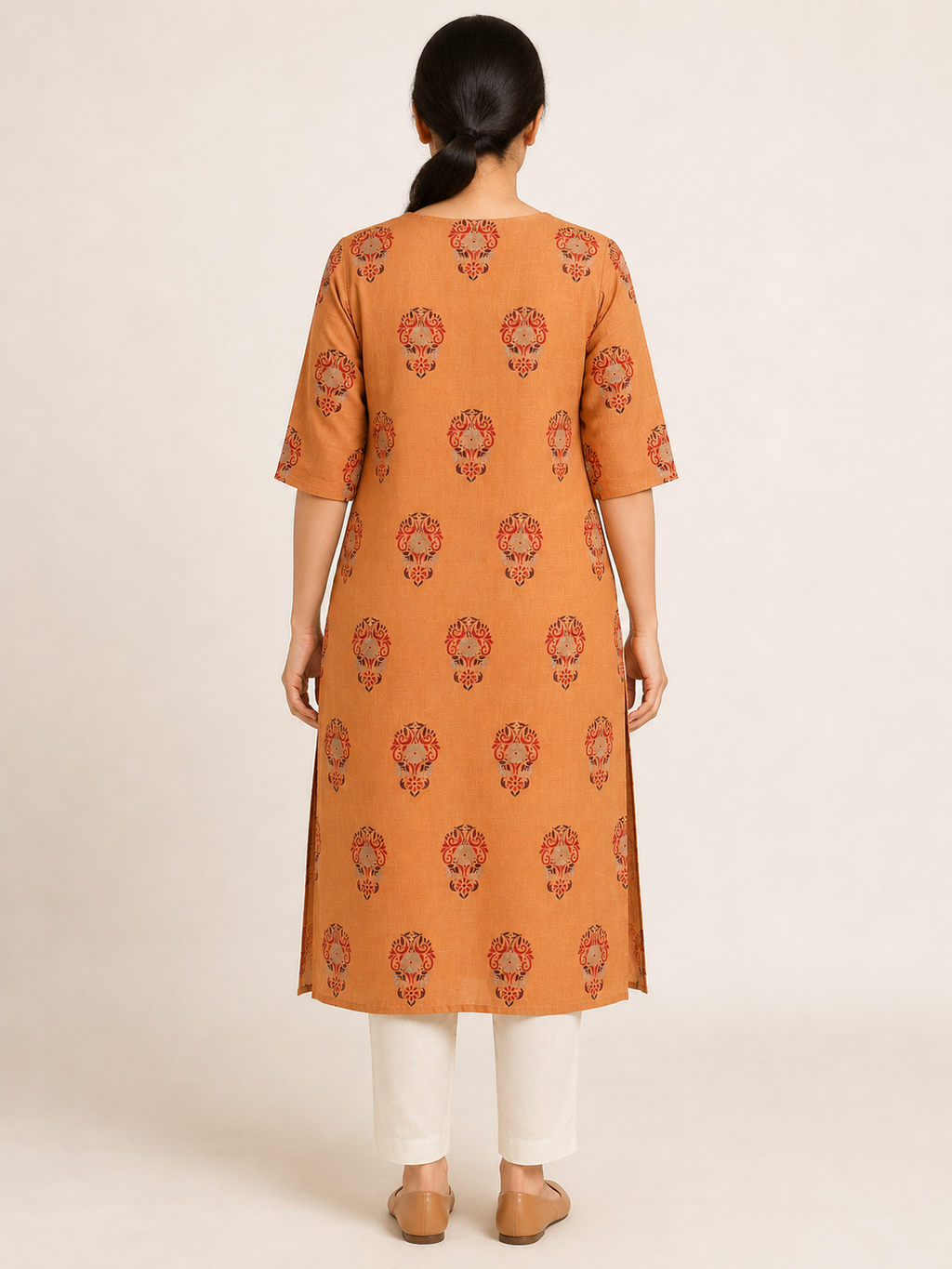 ORANGE STRAIGHT LINE KURTA FOR CASUAL WEAR