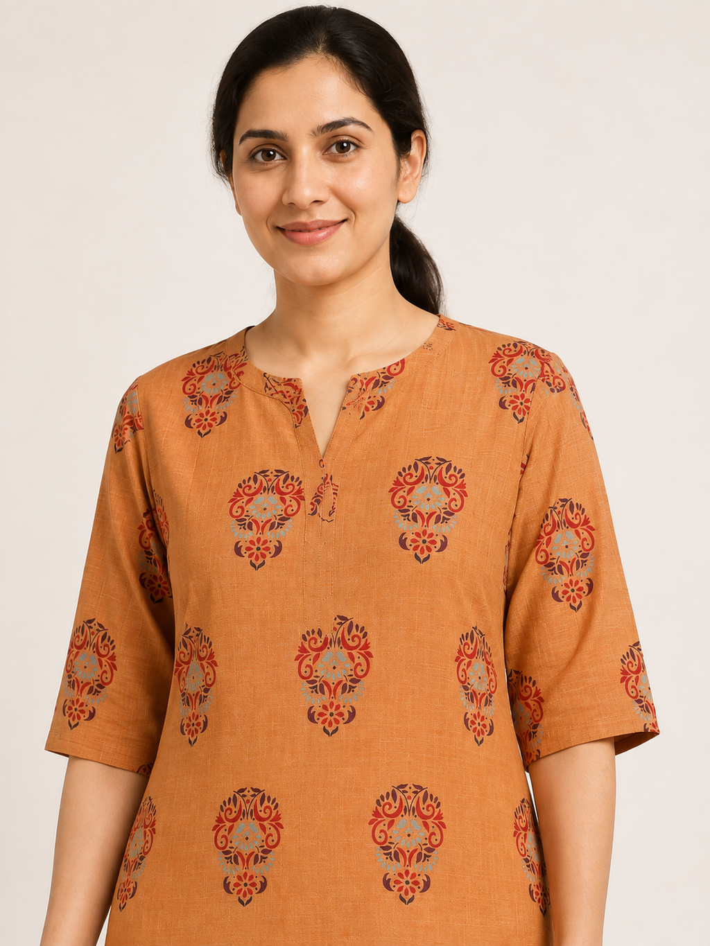ORANGE STRAIGHT LINE KURTA FOR CASUAL WEAR