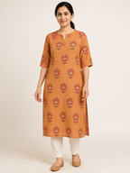 ORANGE STRAIGHT LINE KURTA FOR CASUAL WEAR