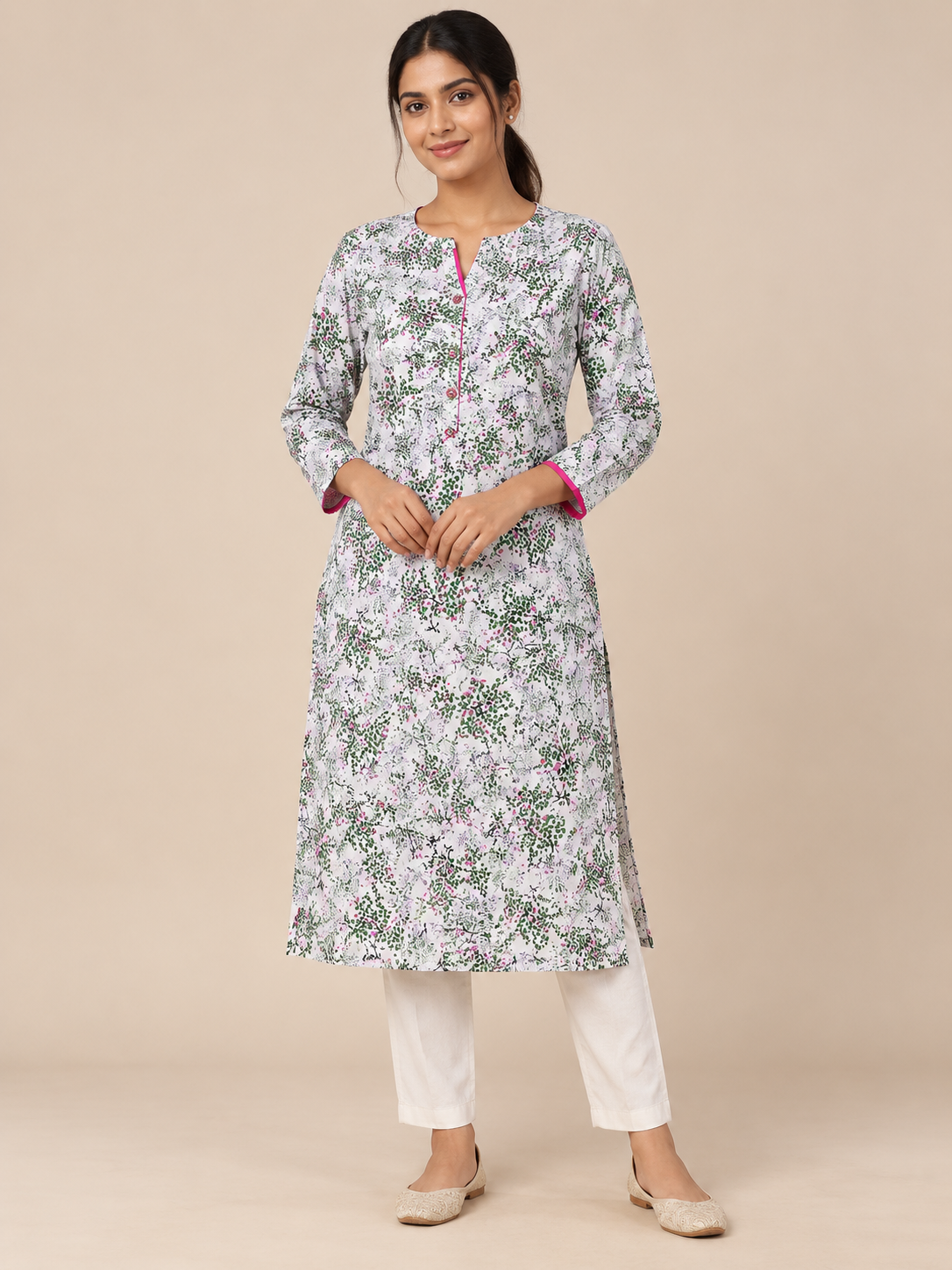 WHITE STRAIGHT LINE KURTA FOR OFFICE WEAR