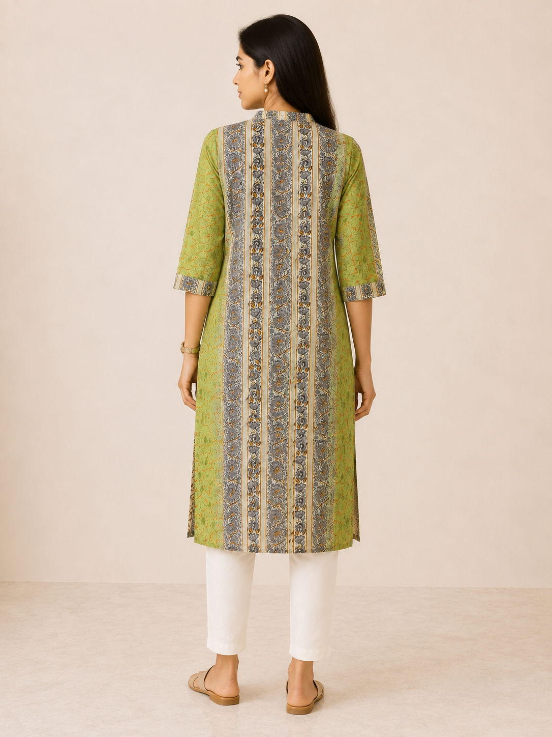 GREEN COTTON STRAIGHT LINE KURTA FOR CASUAL OUTING
