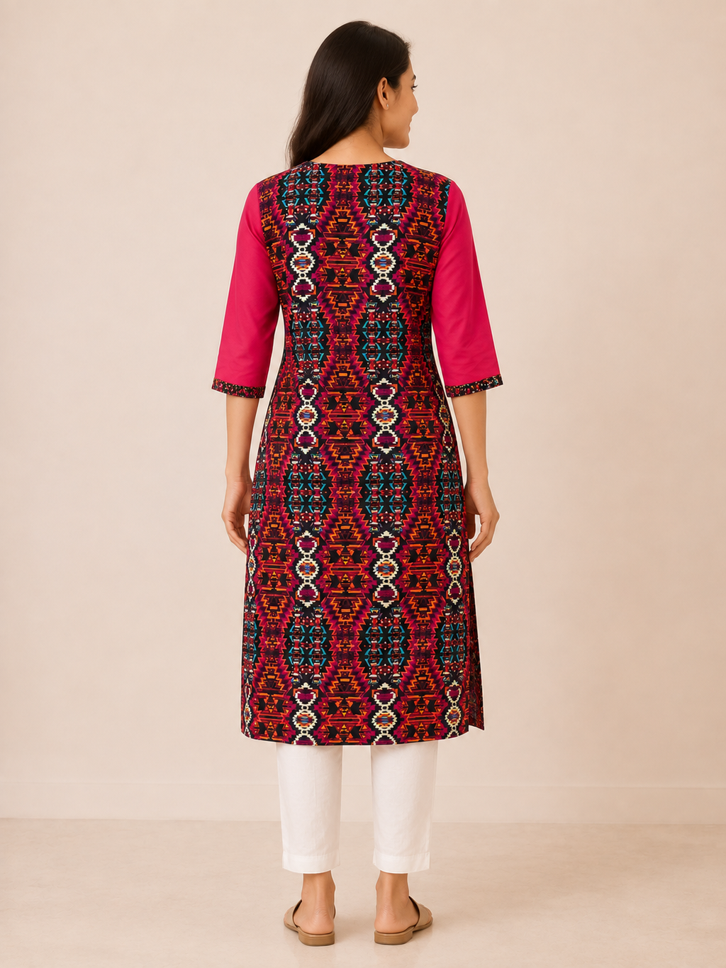 PINK COTTON STRAIGHT LINE KURTA FOR OFFICE WEAR