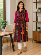 PINK COTTON STRAIGHT LINE KURTA FOR OFFICE WEAR
