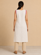 WHITE COTTON STRAIGHT LINE KURTA FOR EVERYDAY