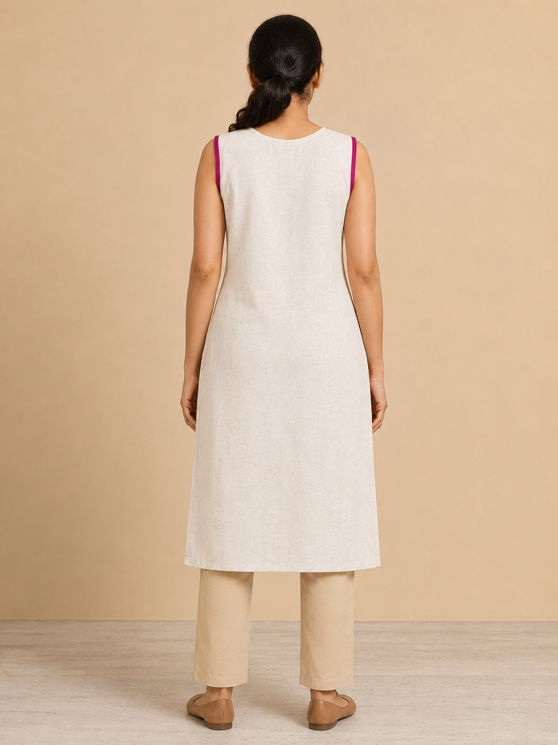 WHITE COTTON STRAIGHT LINE KURTA FOR EVERYDAY