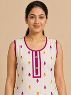 WHITE COTTON STRAIGHT LINE KURTA FOR EVERYDAY