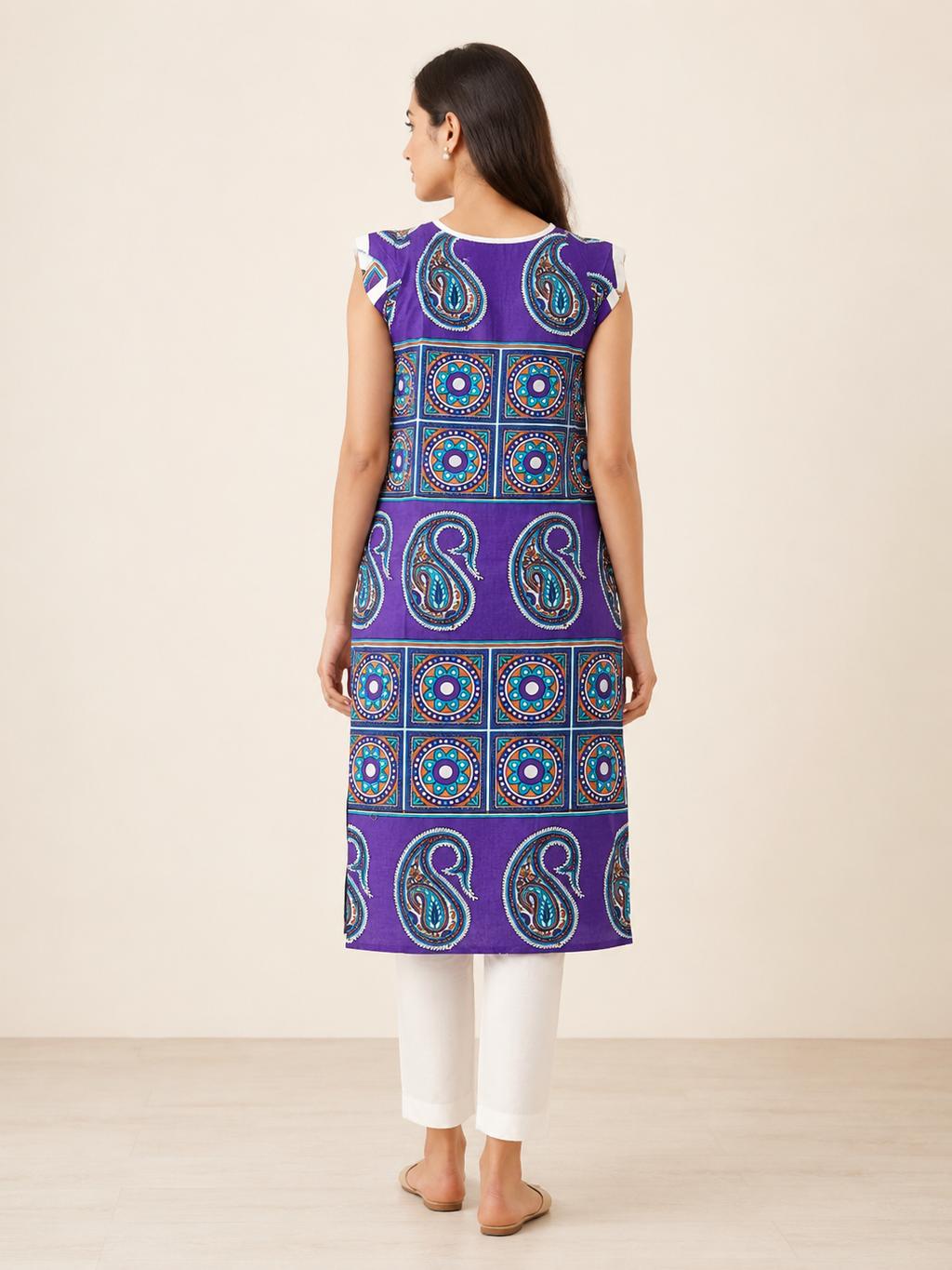 PURPLE COTTON STRAIGHT LINE KURTA FOR CASUAL WEAR