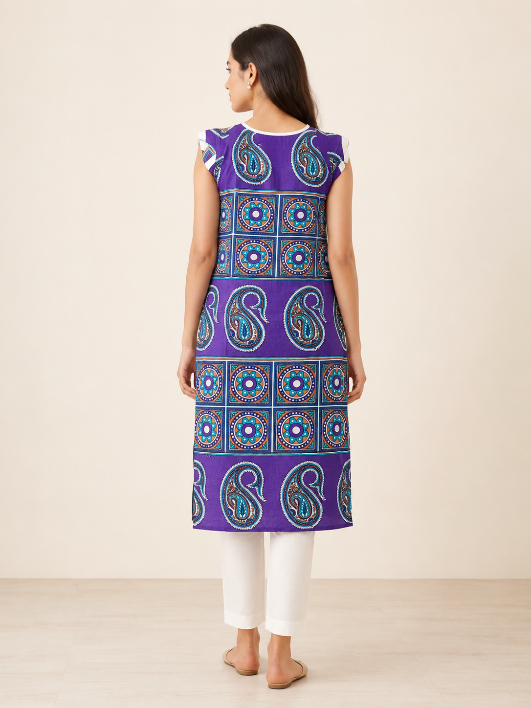 PURPLE COTTON STRAIGHT LINE KURTA FOR CASUAL WEAR