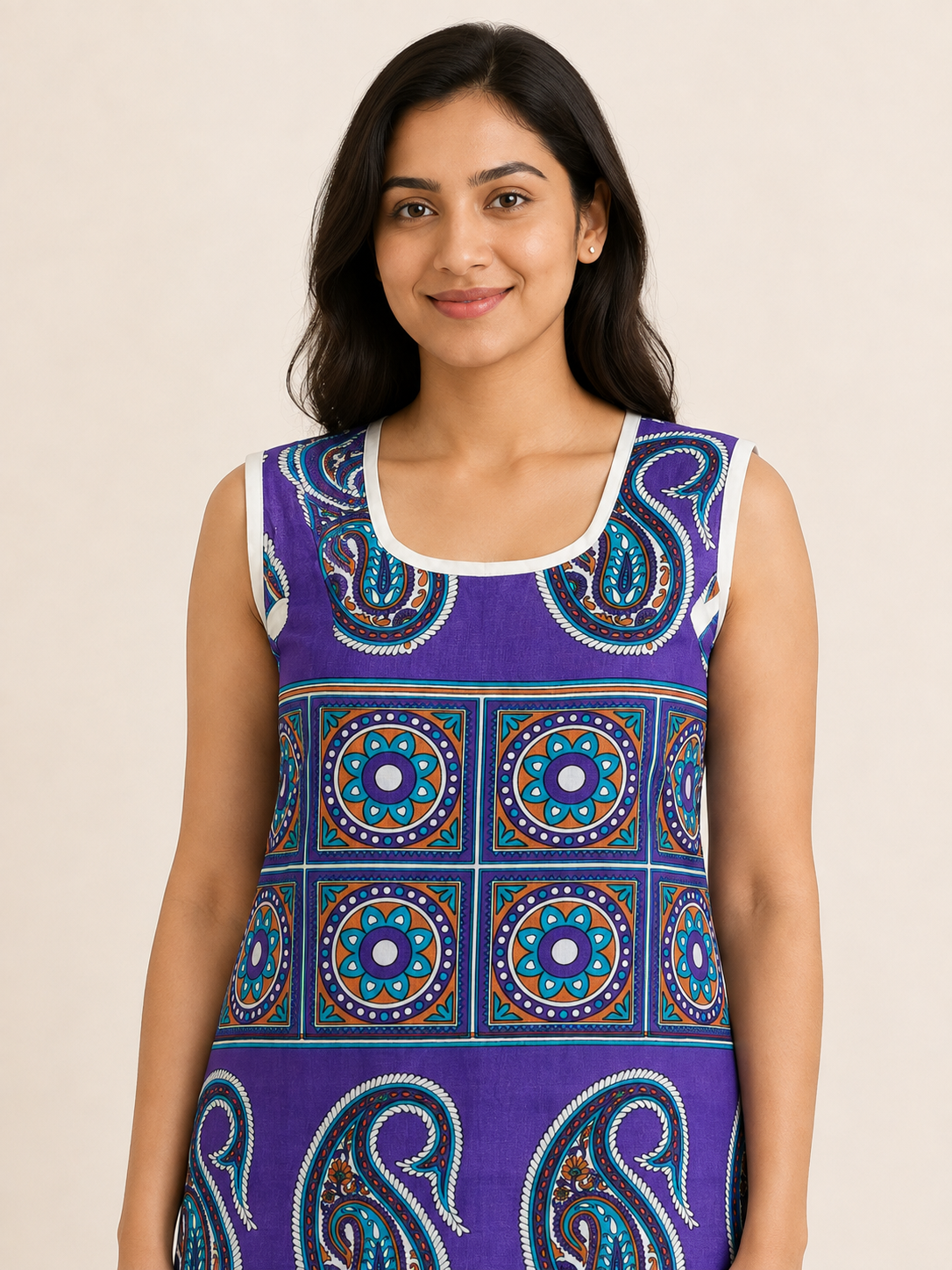 PURPLE COTTON STRAIGHT LINE KURTA FOR CASUAL WEAR
