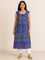 PURPLE COTTON STRAIGHT LINE KURTA FOR CASUAL WEAR