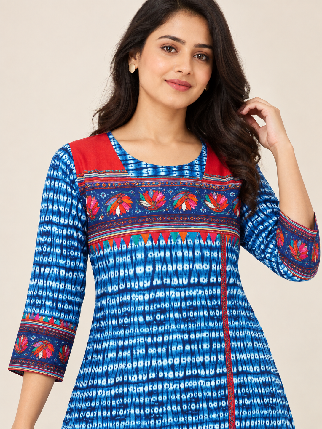 BLUE COTTON STRAIGHT LINE KURTA FOR CASUAL OUTING