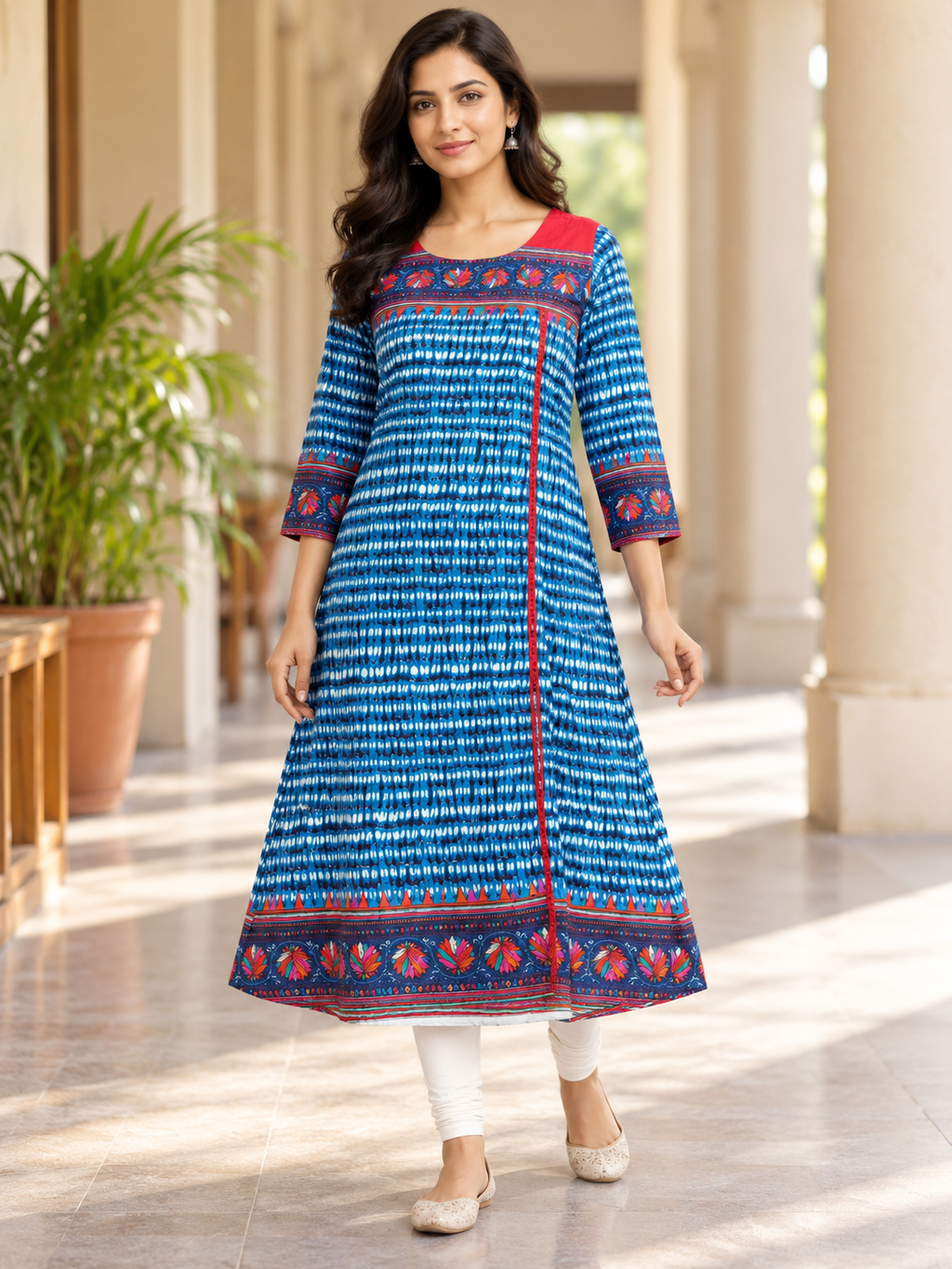BLUE COTTON STRAIGHT LINE KURTA FOR CASUAL OUTING