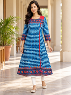 BLUE COTTON STRAIGHT LINE KURTA FOR CASUAL OUTING