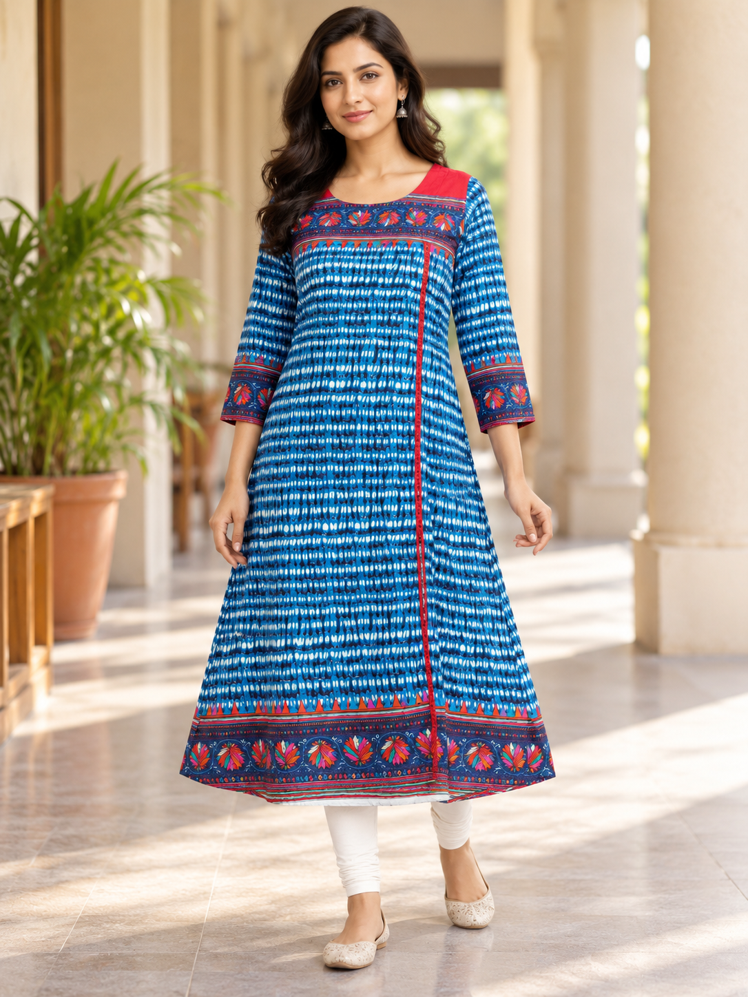BLUE COTTON STRAIGHT LINE KURTA FOR CASUAL OUTING