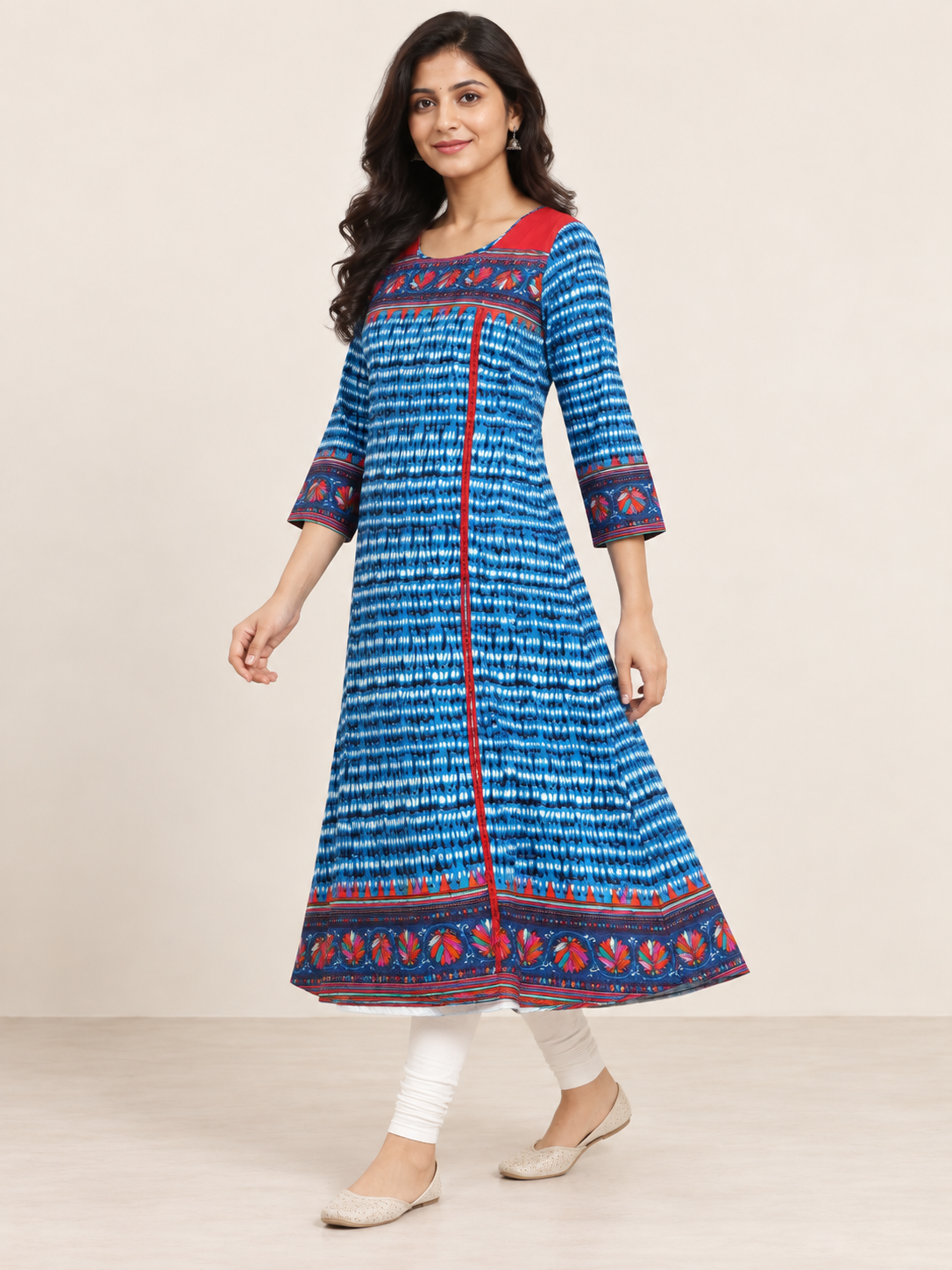 BLUE COTTON STRAIGHT LINE KURTA FOR CASUAL OUTING