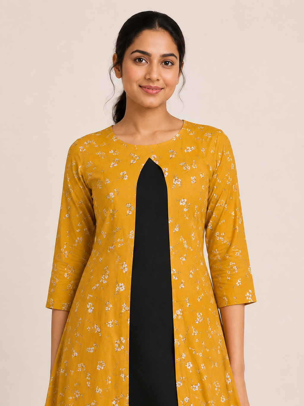 YELLOW COTTON STRAIGHT LINE KURTA FOR CASUAL WEAR