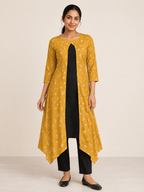 YELLOW COTTON STRAIGHT LINE KURTA FOR CASUAL WEAR