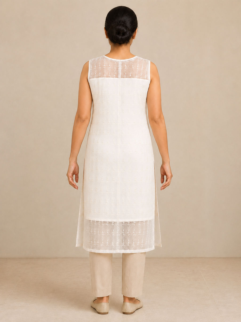 WHITE COTTON STRAIGHT LINE KURTA FOR CASUAL WEAR