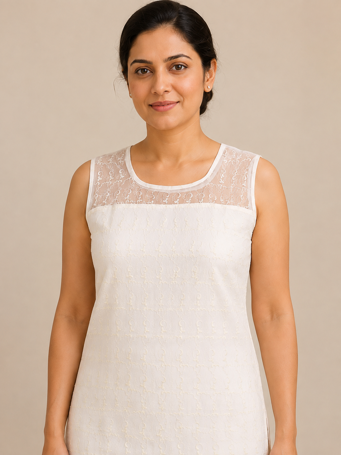 WHITE COTTON STRAIGHT LINE KURTA FOR CASUAL WEAR