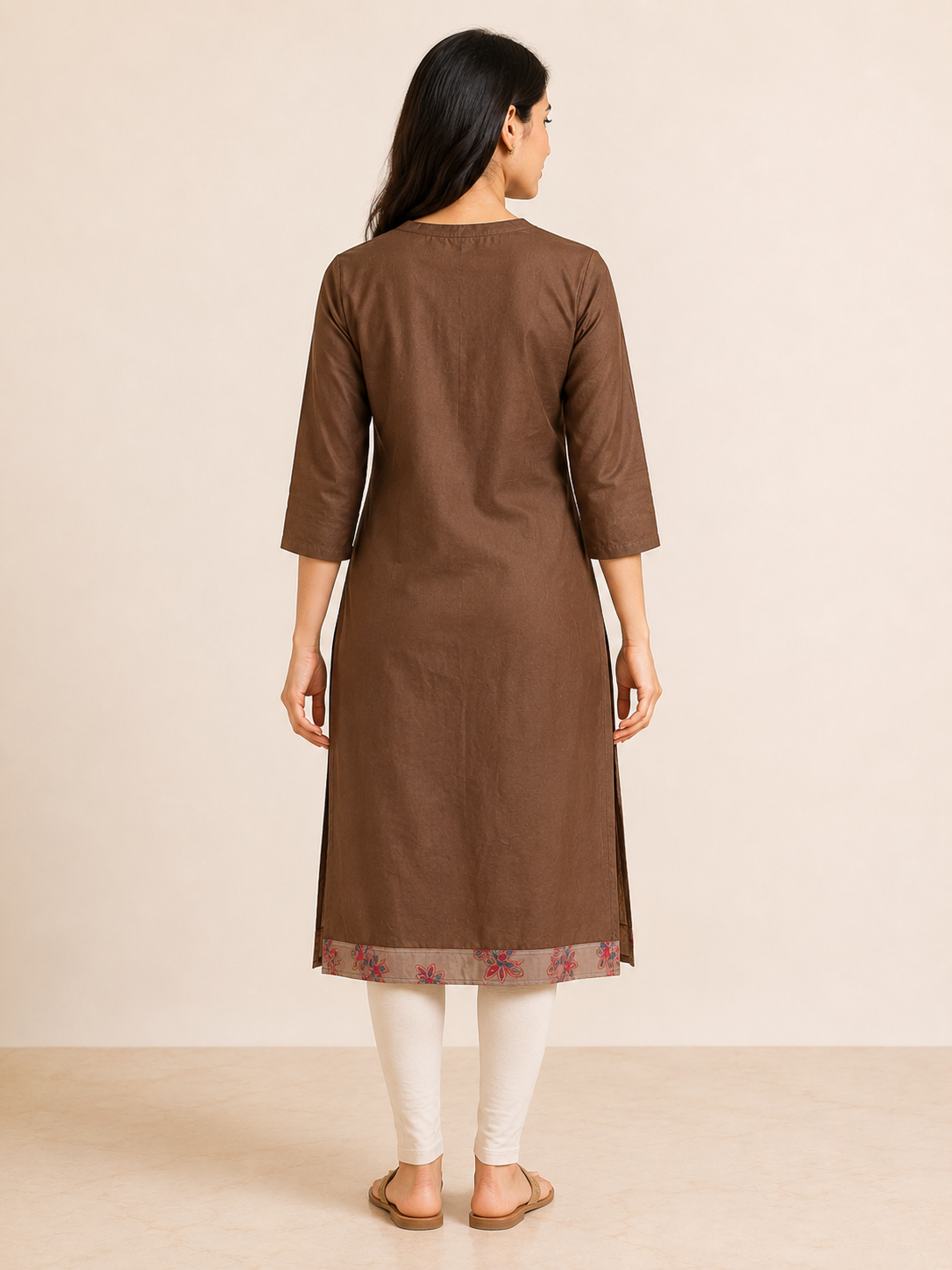 BROWN COTTON STRAIGHTLINE KURTA FOR OFFICE WEAR