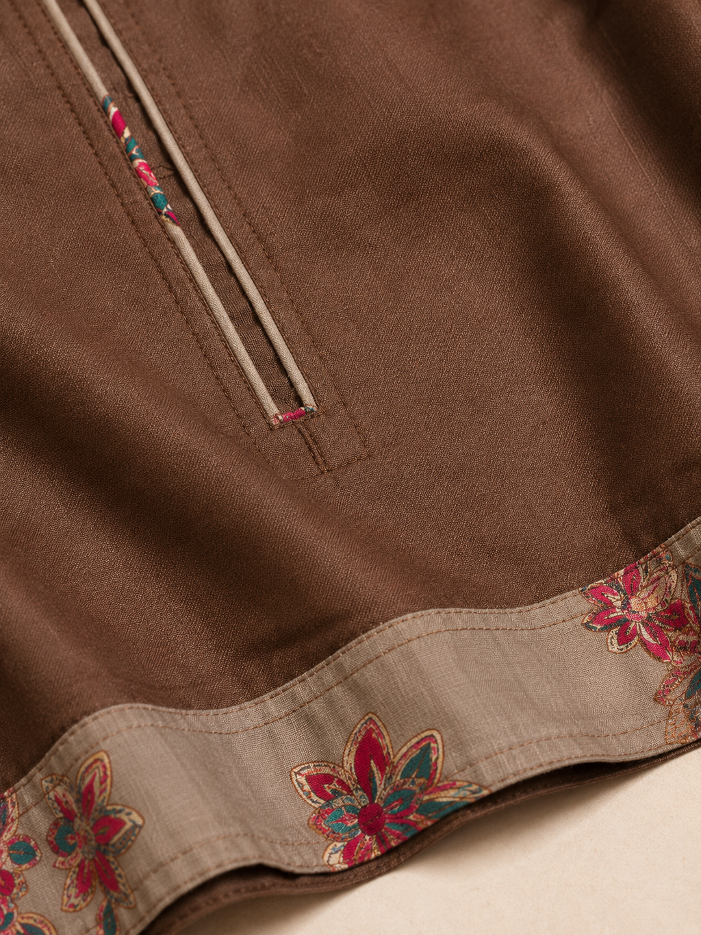 BROWN COTTON STRAIGHTLINE KURTA FOR OFFICE WEAR