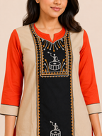 ORANGE COTTON STRAIGHTLINE KURTA FOR CASUAL WEAR