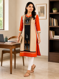 ORANGE COTTON STRAIGHTLINE KURTA FOR CASUAL WEAR