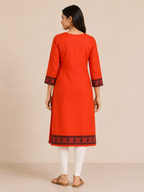 ORANGE COTTON STRAIGHTLINE KURTA FOR CASUAL WEAR