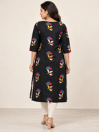 BLACK COTTON STRAIGHTLINE KURTA FOR CASUAL WEAR