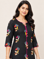 BLACK COTTON STRAIGHTLINE KURTA FOR CASUAL WEAR