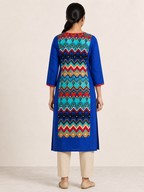 BLUE COTTON STRAIGHT LINE KURTA FOR OFFICE WEAR