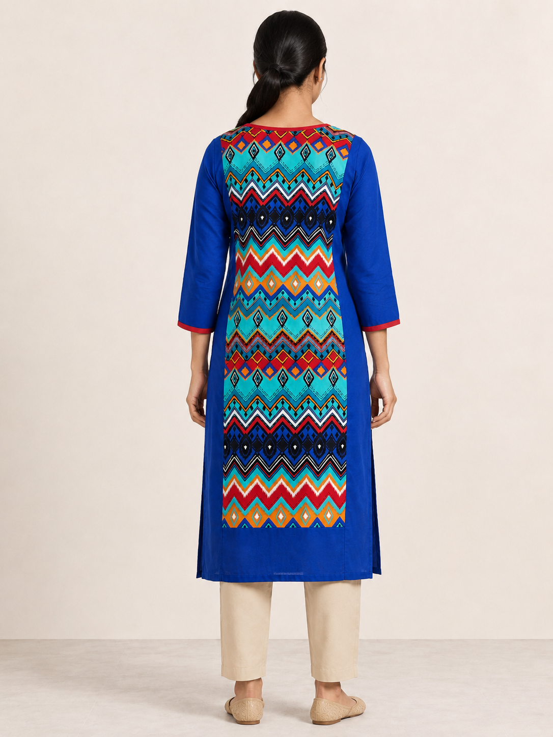 BLUE COTTON STRAIGHT LINE KURTA FOR OFFICE WEAR