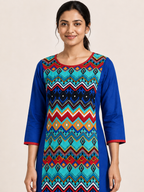 BLUE COTTON STRAIGHT LINE KURTA FOR OFFICE WEAR