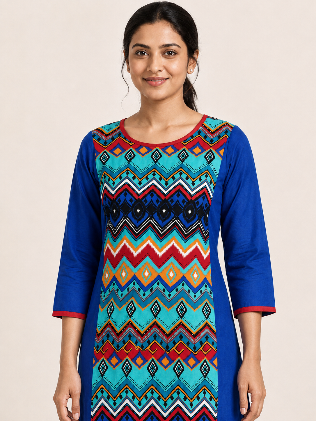 BLUE COTTON STRAIGHT LINE KURTA FOR OFFICE WEAR
