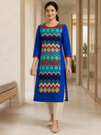 BLUE COTTON STRAIGHT LINE KURTA FOR OFFICE WEAR