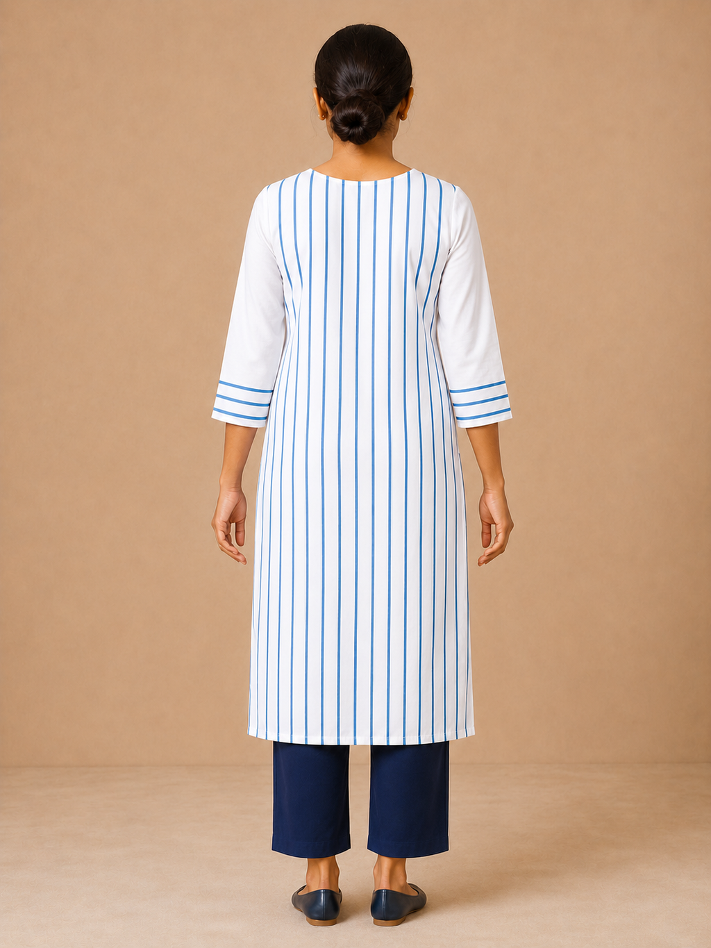 WHITE COTTON STRAIGHT LINE KURTA FOR CASUAL WEAR