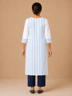 WHITE COTTON STRAIGHT LINE KURTA FOR CASUAL WEAR