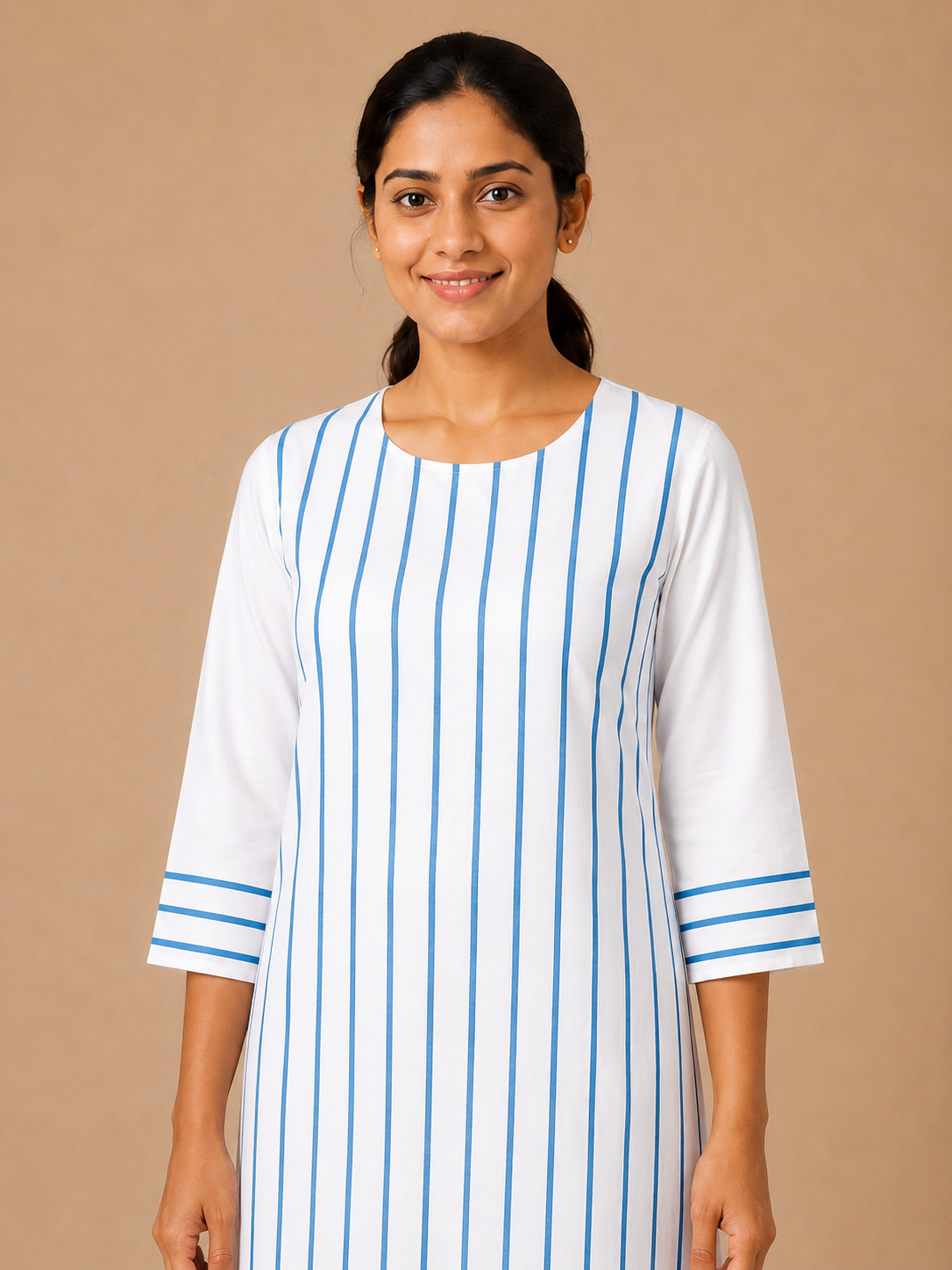 WHITE COTTON STRAIGHT LINE KURTA FOR CASUAL WEAR