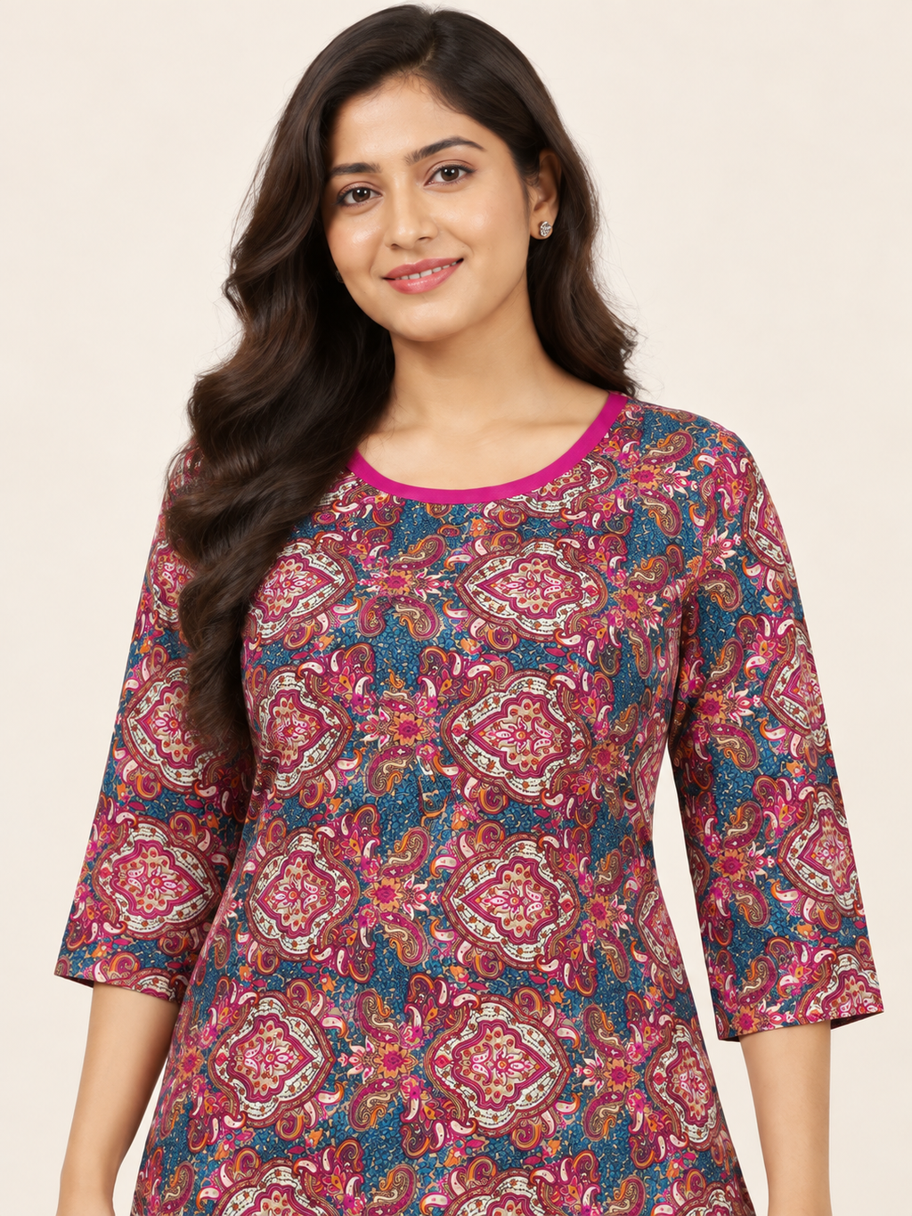 PINK COTTON STRAIGHTLINE KURTA FOR EVERYDAY