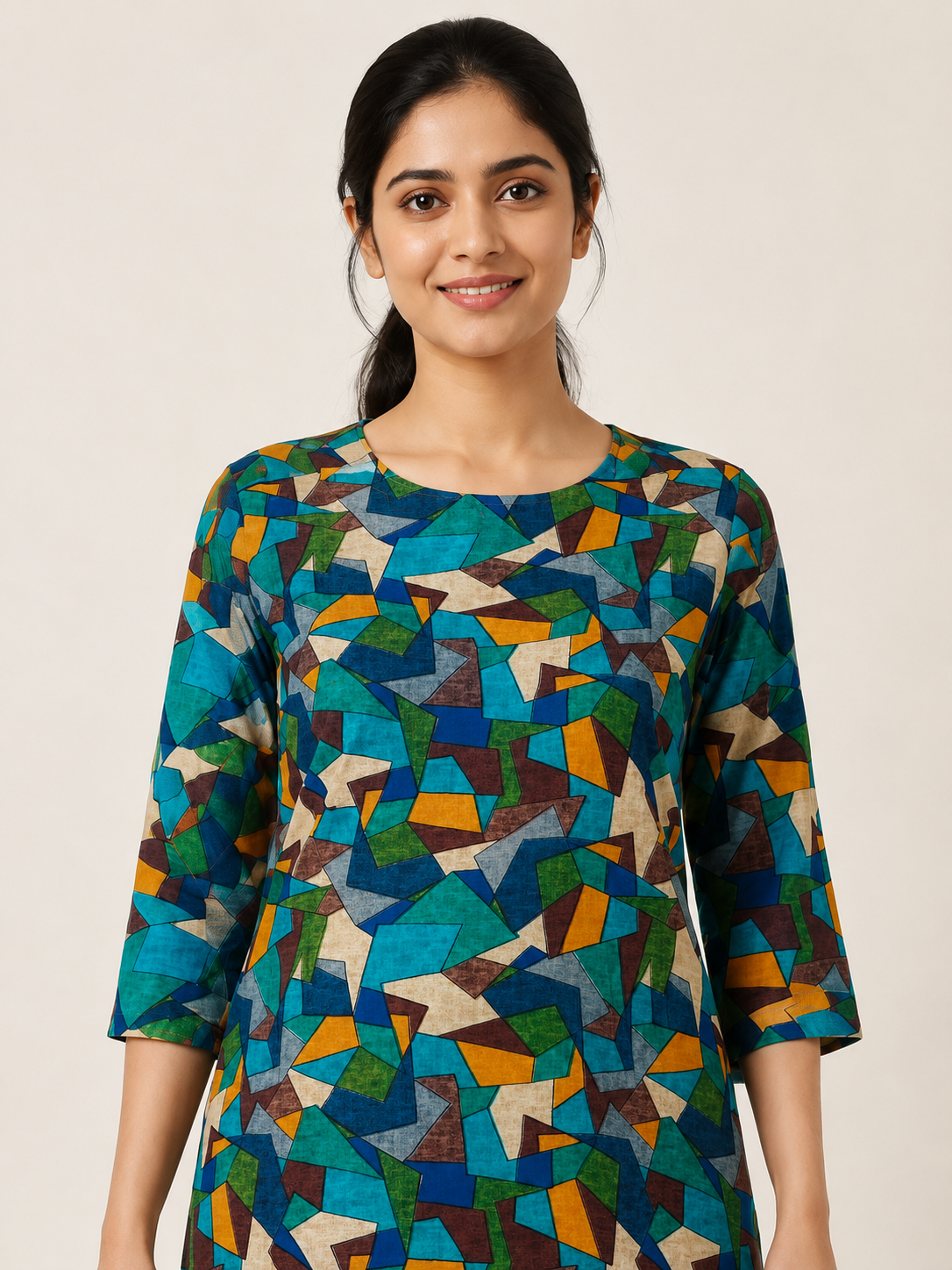 MULTI COLOR COTTON STRAIGHTLINE KURTA FOR CASUAL WEAR