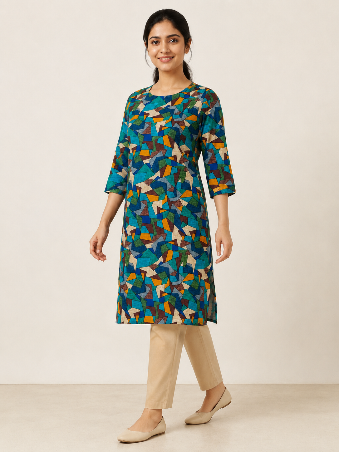 MULTI COLOR COTTON STRAIGHTLINE KURTA FOR CASUAL WEAR