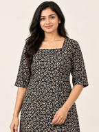 BLACK COTTON STRAIGHTLINE KURTA FOR CASUAL WEAR