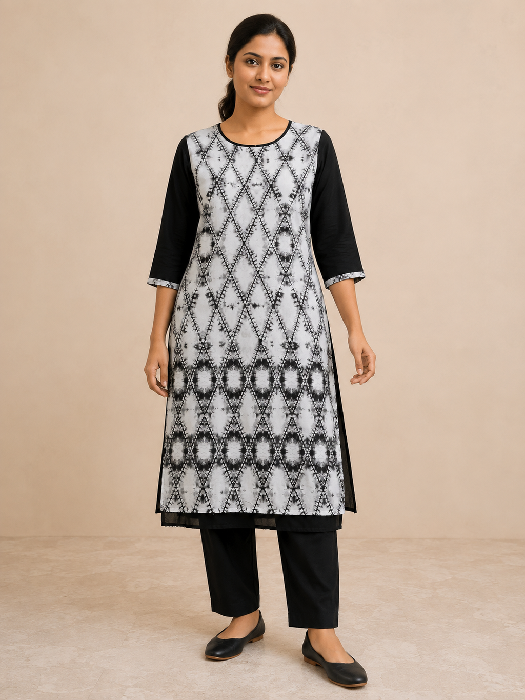 WHITE COTTON STRAIGHT LINE KURTA FOR CASUAL WEAR